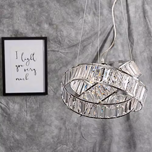 MiniSun Modern 3 Way Chrome and Transparent Acrylic Intertwined Ring Design LED Pendant Ceiling Light – 2