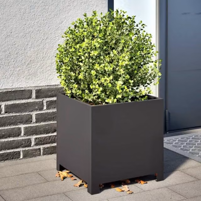 Berkfield Home Garden Steel Planter Tubs, 2 Pieces, Black, W/D/H: 40 x 40 x 40 cm – 1
