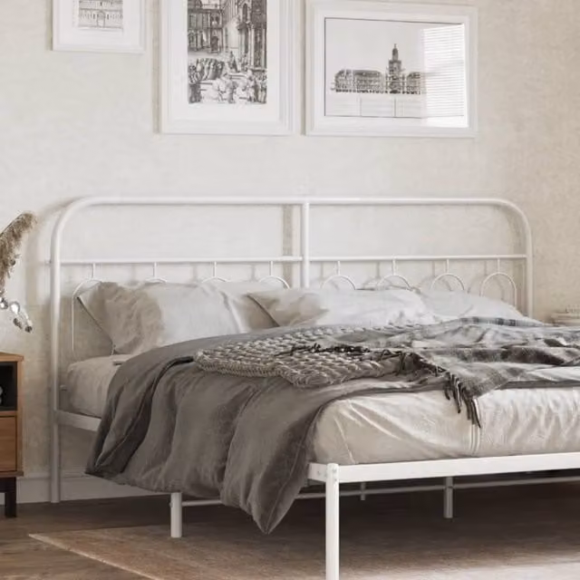 Berkfield Home Classic Metal Headboard in White, Width: 193 cm