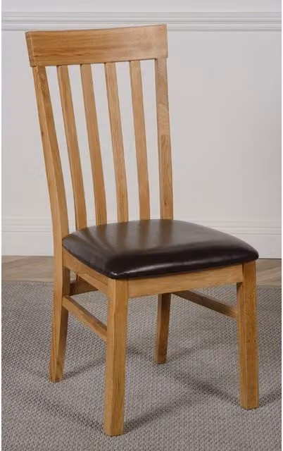 Thats Furniture Classic Oak Dining Chairs in Brown Synthetic Leather