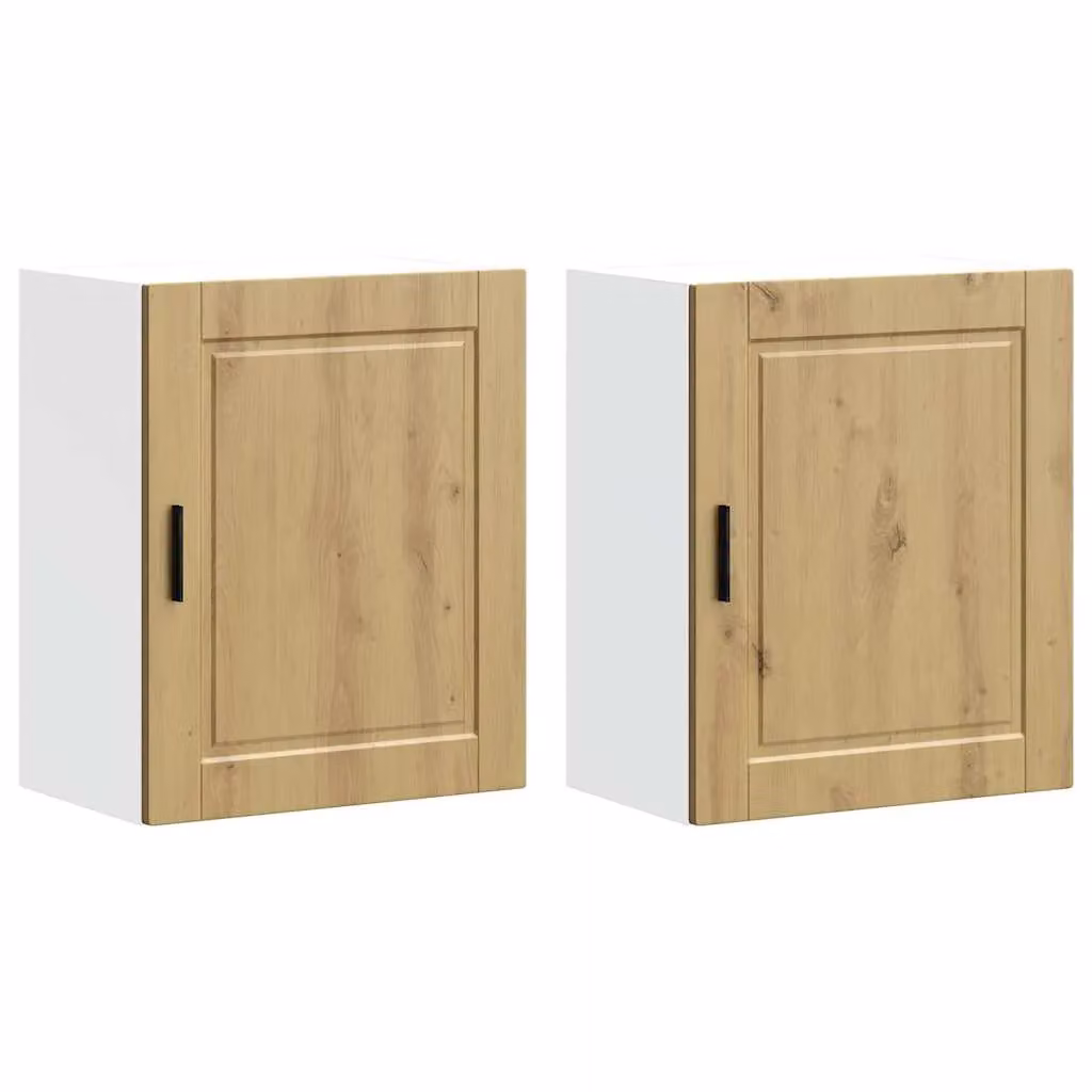 Berkfield Home Porto Artisan Oak Kitchen Wall Cabinets, 2 Piece Set, Brown – 1