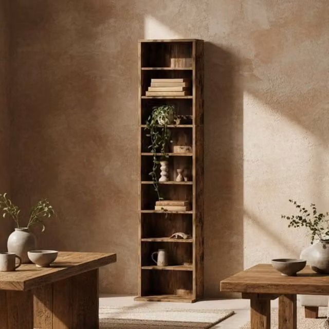 Wyld Haus Alste Rustic Brown Narrow Media Storage Unit W: 140 cm, H: 33 cm, D: 24 cm – 1