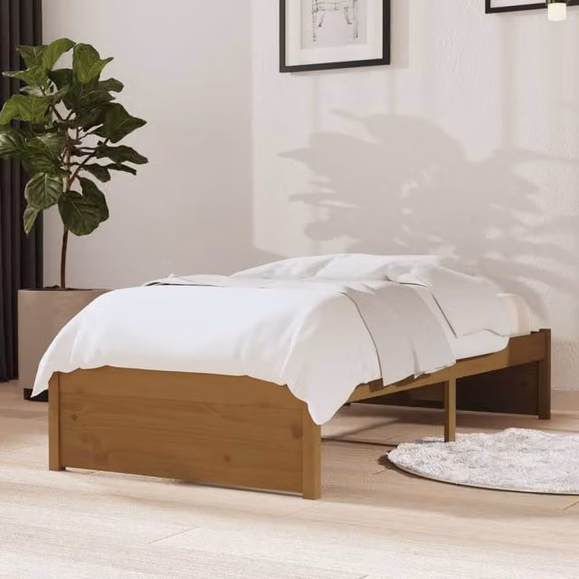 Berkfield Home Small Single Solid Wood Pine Bed Frame, Honey Brown, W: 75 cm, L: 190 cm
