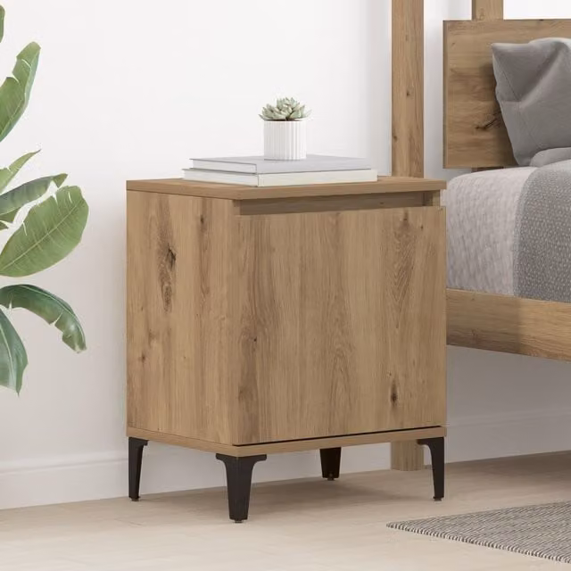 Berkfield Home Artisan Oak Bedside Table in Brown – 1
