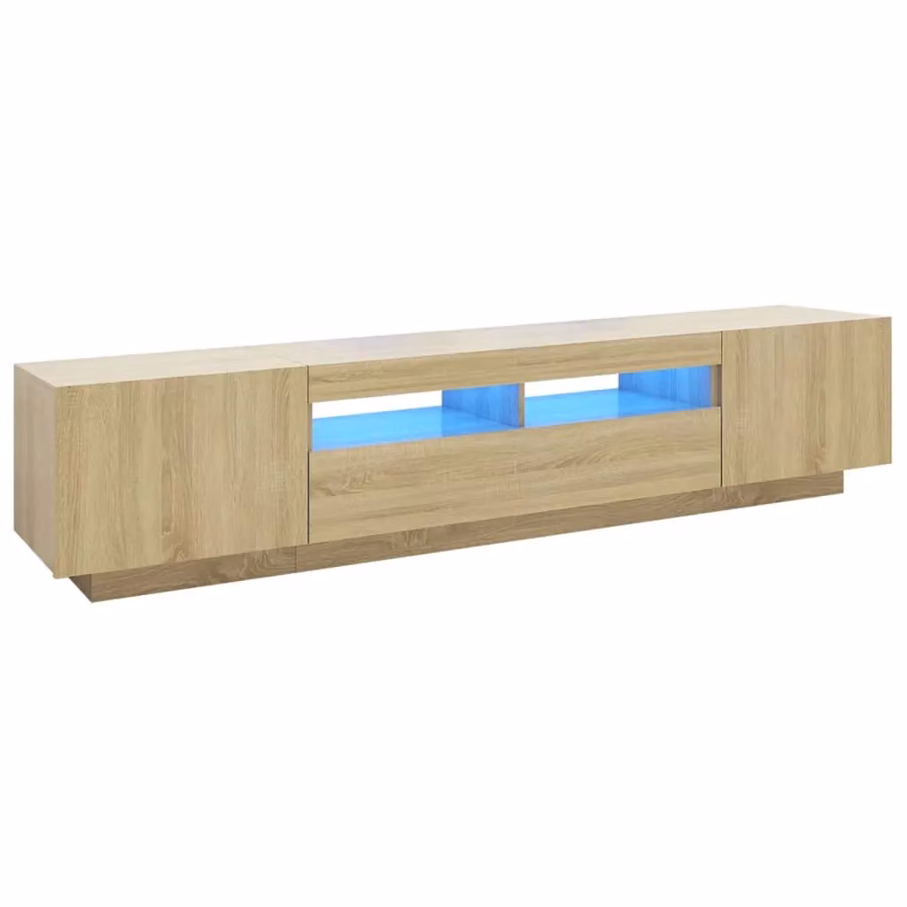 Berkfield Home Modern TV Cabinet with LED Lights in Sonoma Oak Brown, W/D/H: 200 x 35 x 40 cm – 2