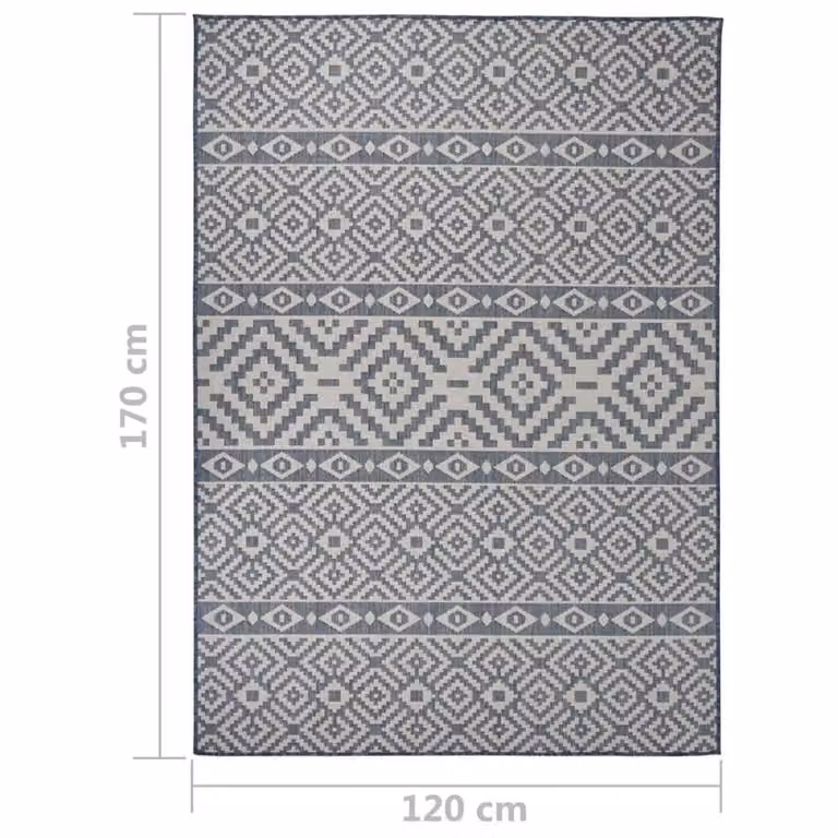 Berkfield Home Blue Striped Outdoor Flatweave Round Rug, Diameter: 100 cm