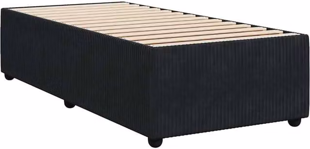 Berkfield Home Single Upholstered Velvet Bed Frame in Black, W/D/H: 90 x 190 cm – 1