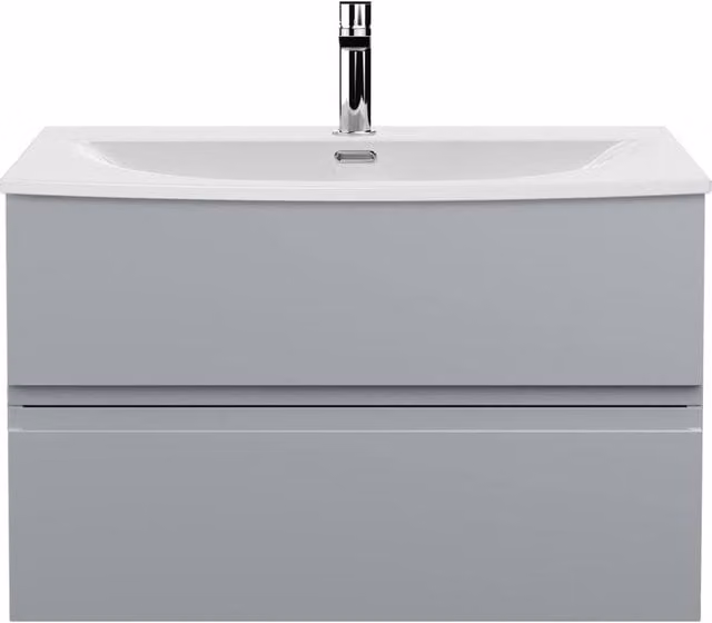 Balterley Mavesyn 2 Drawer Wall Hung Vanity Basin Unit, Satin Grey, Width: 80 cm