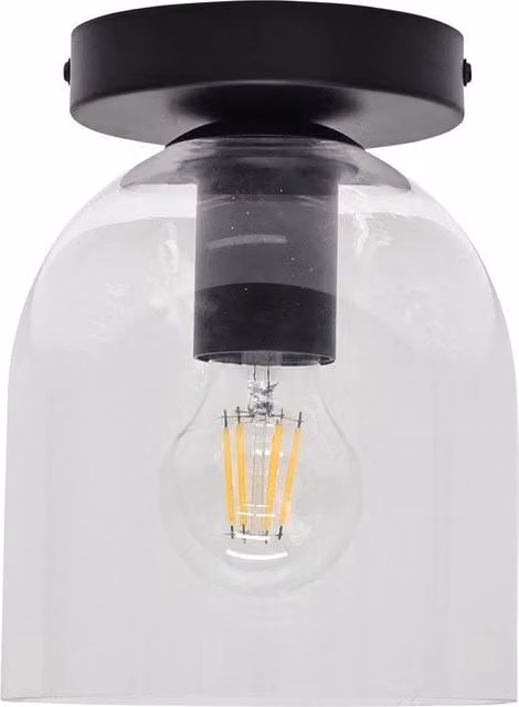 First Choice Lighting Belten Black Ceiling Light Fitting with Transparent Glass Cloche – 1