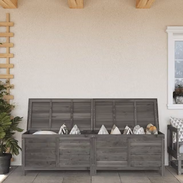 Berkfield Home Garden Storage Box in Anthracite and Black Solid Fir Wood, W/D/H: 198.5 x 50 x 56.5 cm