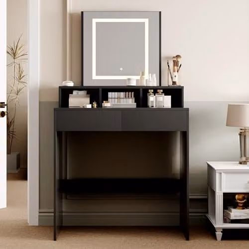 MCC Direct Tulsa Dressing Table with LED Mirror and Drawers in Black – 1