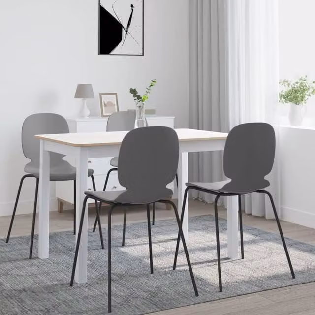 Berkfield Home Rectangular Dining Table in White and Brown, Solid Rubberwood and MDF, W: 114 cm, D: 71 cm, H: 75 cm – 1