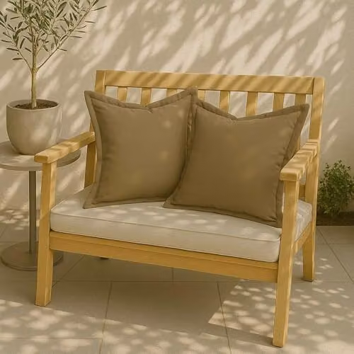 Homescapes Set of 2 Plain Beige Waterproof Outdoor Cushions, W/D/H: 45 x 45 x 45 cm – 5
