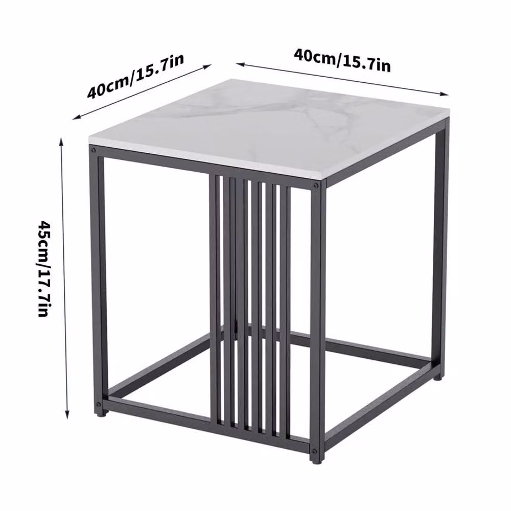 VOGREX Modern White Ceramic and Metal Marble Coffee Table, Rectangular W/D/H: 110 x 35 x 35 cm – 2