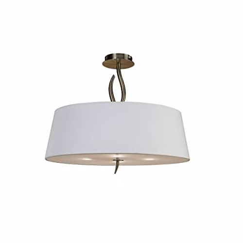 Mantra Iluminación Ninette Modern Semi Ceiling Light in Antique Brass and White