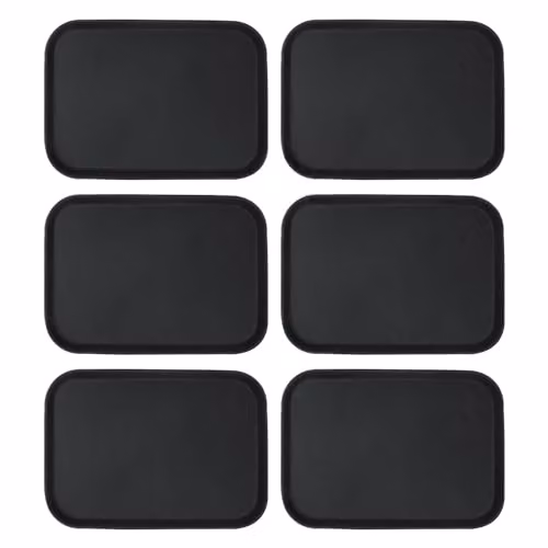 Argon Tableware Black Rectangular Non-Slip Rubberised Serving Trays, Pack of 6, W: 35.5 cm, D: 25 cm – 1