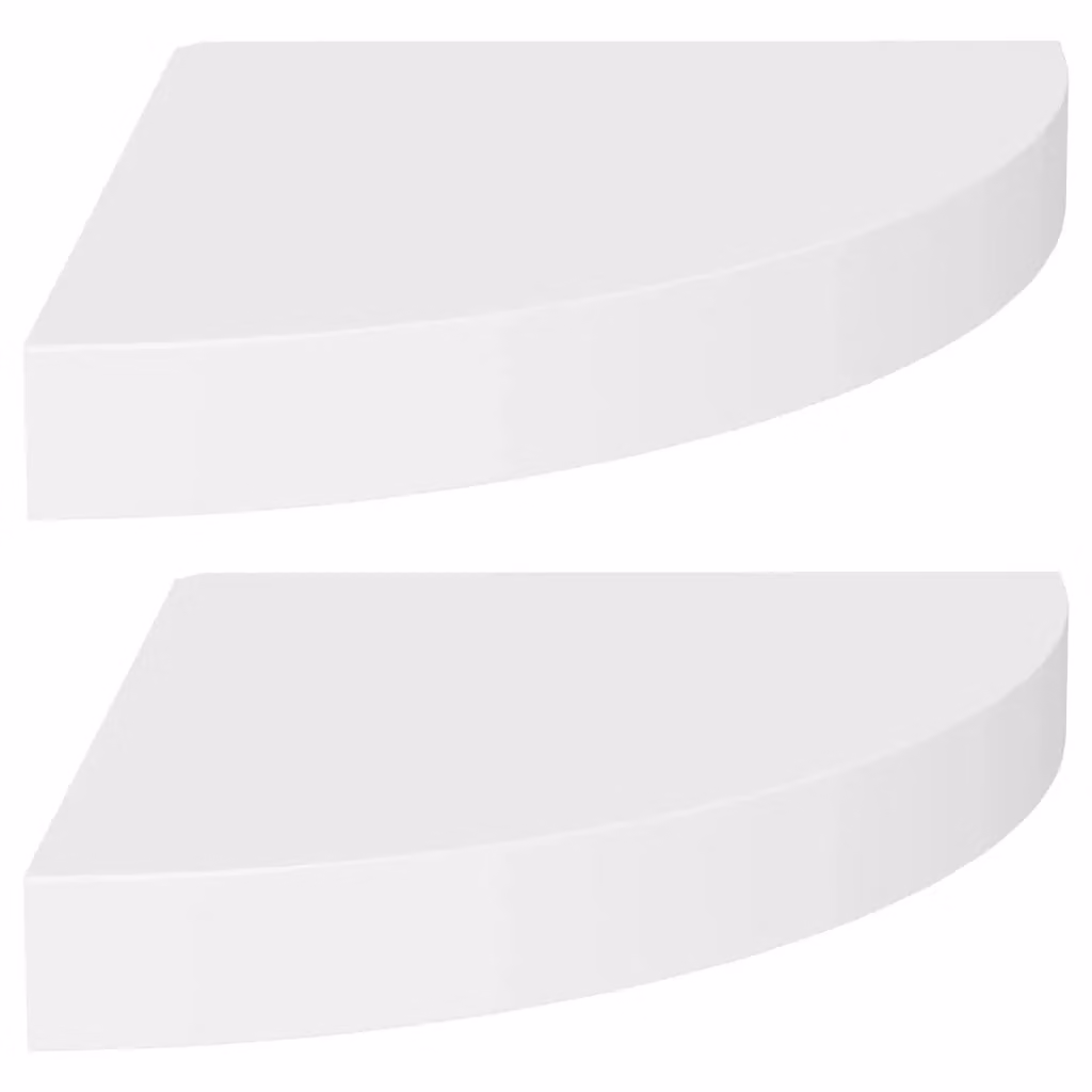 Berkfield Home Set of 2 White Floating Corner Shelves, W/D/H: 25 x 25 x 3.8 cm – 2
