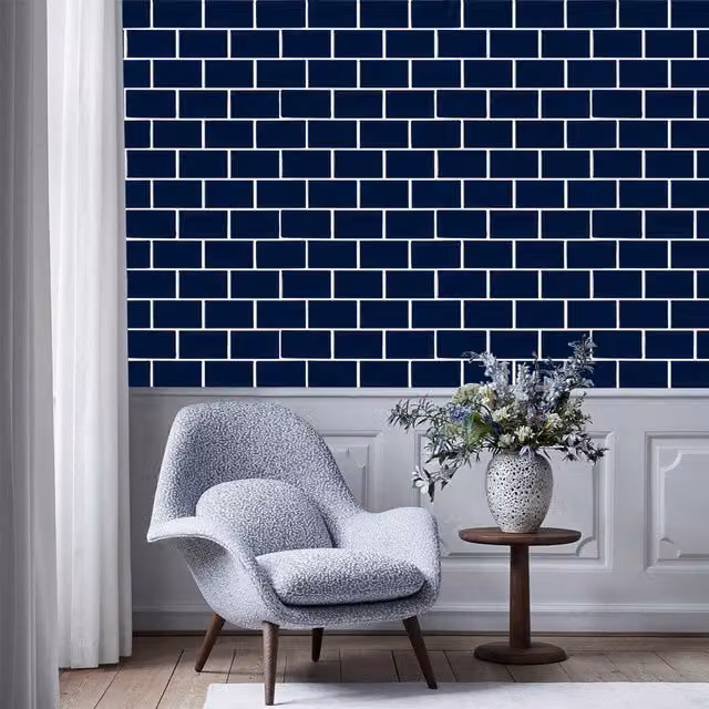 Livingandhome 10-Piece Blue 3D Effect Peel and Stick Backsplash Tiles