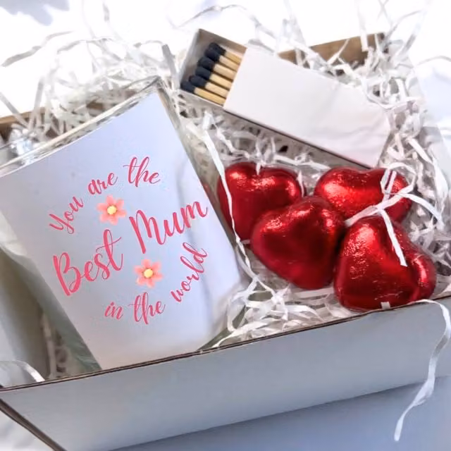 Aye Do Gifts You're The Best Mum In The World Floral Tealight Candle Gift Set in White and Pink
