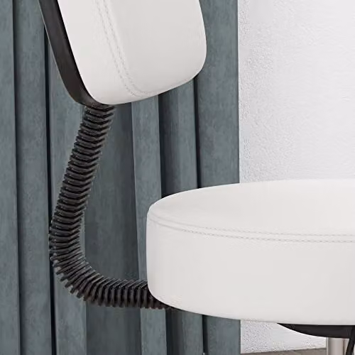 HOMCOM White Swivel Beautician Salon Chair with Padded Synthetic Leather Seat and Castors – 3