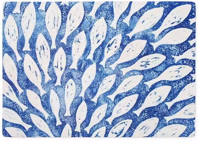 BlissHome Creatures Shoal Fish Bathmat, Blue, W: 60 cm, D: 43 cm – 1