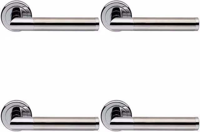 Loops 4x Pair Sectional Round Bar Lever on Round Rose Concealed Fix Dual Chrome – 1