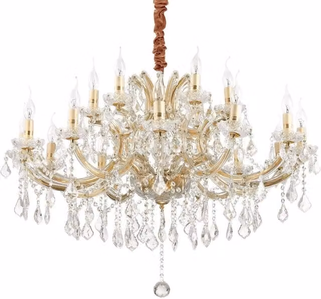 Netlighting Napoleon Gold and Brass Pendant Light with Crystal and Glass Details