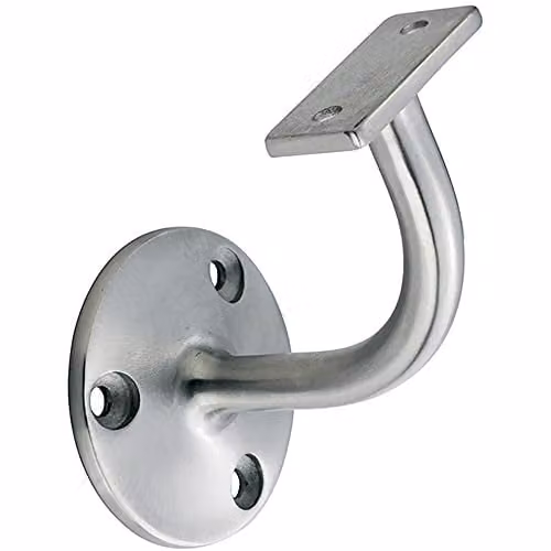 Loops Wall Mounted Handrail Bannister Bracket in Brushed Silver Stainless Steel, 62mm Projection
