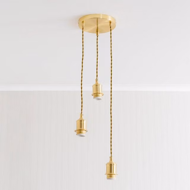 Shaw 3 Way Drop Cluster Adjustable Pendant Ceiling Lampholder in Brushed Gold