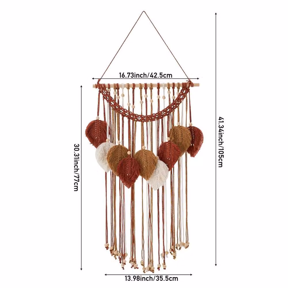 EONLION Brown Boho Macrame Wall Hanging Tapestry and Wedding Backdrop, Width: 100 cm – 2