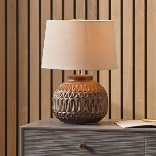 Pacific Lifestyle Bronze Ceramic Table Lamp with Fabric Shade – 1