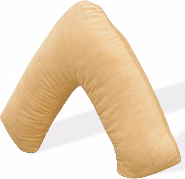 Aamira Shredded Orthopaedic Memory Foam V Shaped Pillow with Removable Velvet Cover in Cream