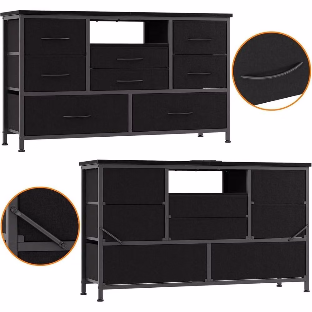 KORVIXA Black 8 Drawer LED Dresser and TV Stand with Integrated Lighting, Width: 100 cm – 3