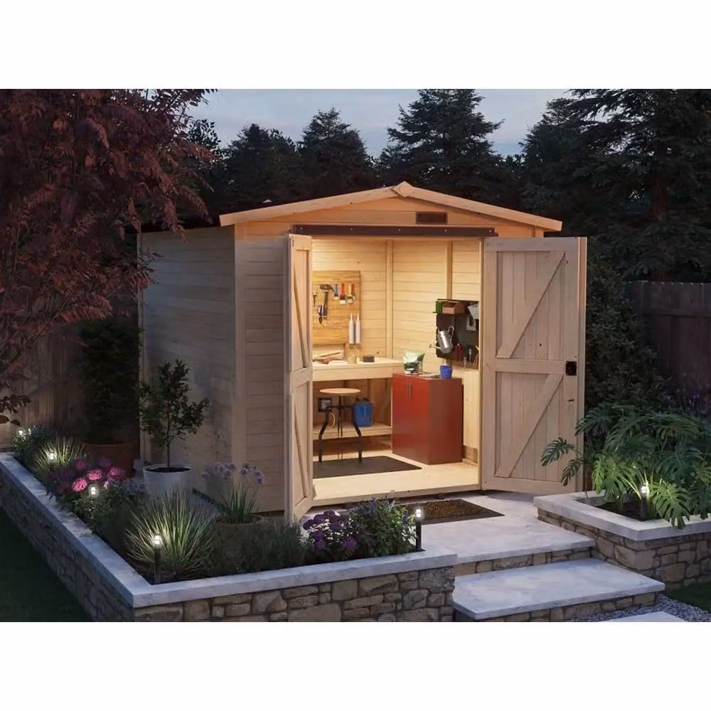 Dunster House Tubby Log Cabin Work Shed in Natural Wood with Superfelt Roof, W/D/H: 2.4 x 2.4 x 2 m – 3