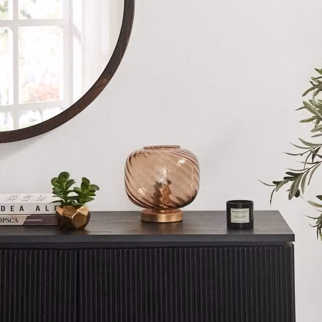 FurnitureboxUK Aurelia Modern Dimmable Touch Table Lamp in Brown Glass and Bronze Metal
