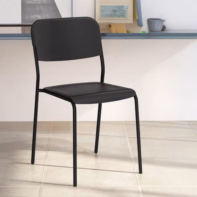 Costway Modern Dining Chairs Set of 4 in Black Synthetic Leather and Metal