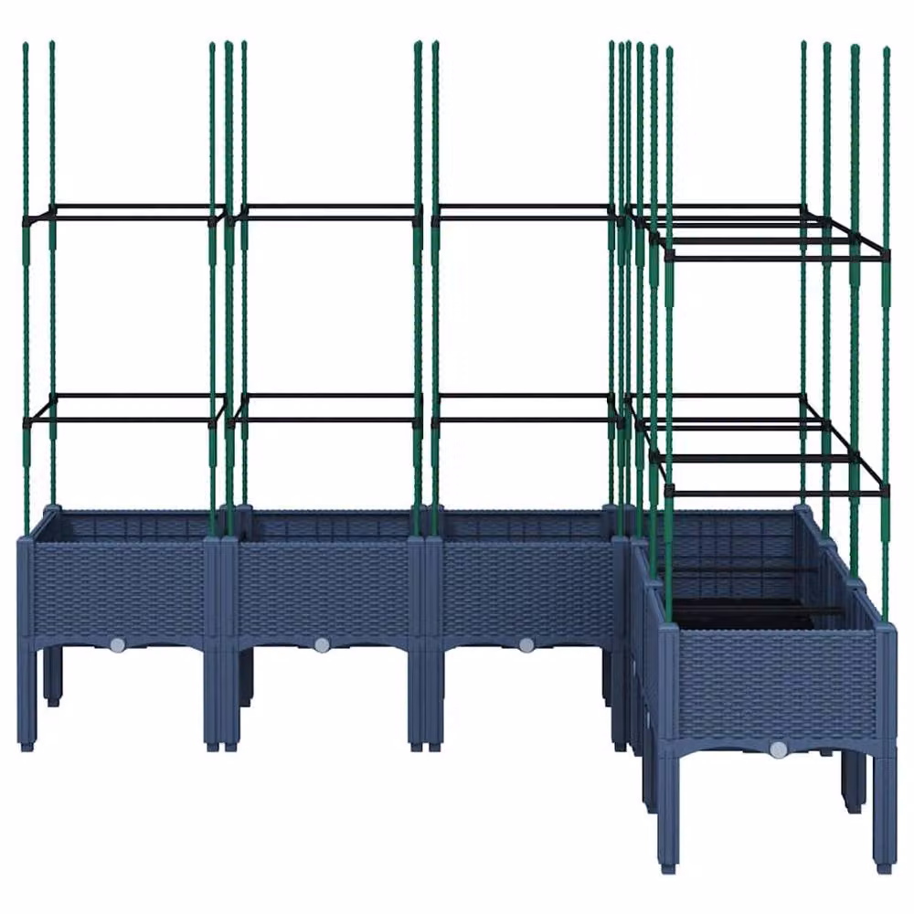 Berkfield Home Garden Planter with Trellis in Blue and Grey, W: 160 cm, D: 120 cm, H: 142.5 cm – 3