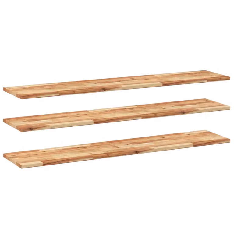 Berkfield Home Set of 3 Oil Finished Solid Wood Acacia Floating Shelves, Brown, W/D/H: 120 x 30 x 2 cm
