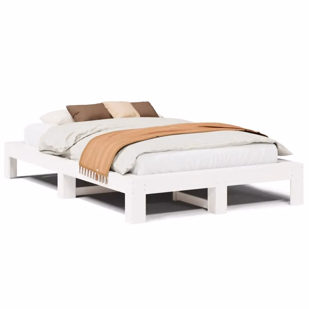Berkfield Home Small Double Solid Wood Pine Bed Frame in White, W/D/H: 120 x 190 cm – 2