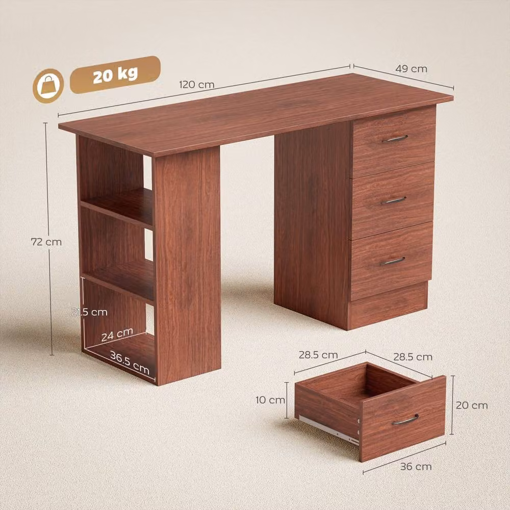 Wyld Haus Mimi Modern Writing Desk in Brown, W: 120 cm, H: 72 cm – 4