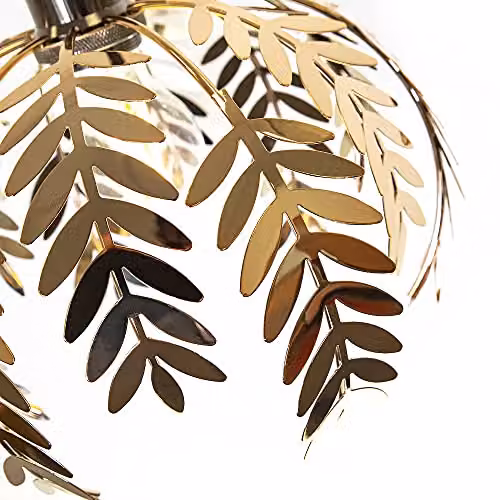 Happy Homewares Traditional Fern Leaf Easy Fit Ceiling Pendant Light Shade in Polished Gold Finish, Diameter: 28 cm – 2