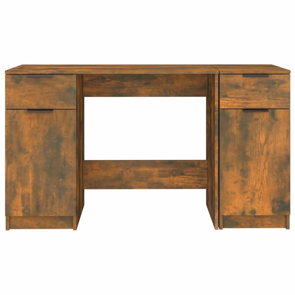 Berkfield Home Modern Writing Desk with Side Cabinet in Smoked Oak Brown – 3