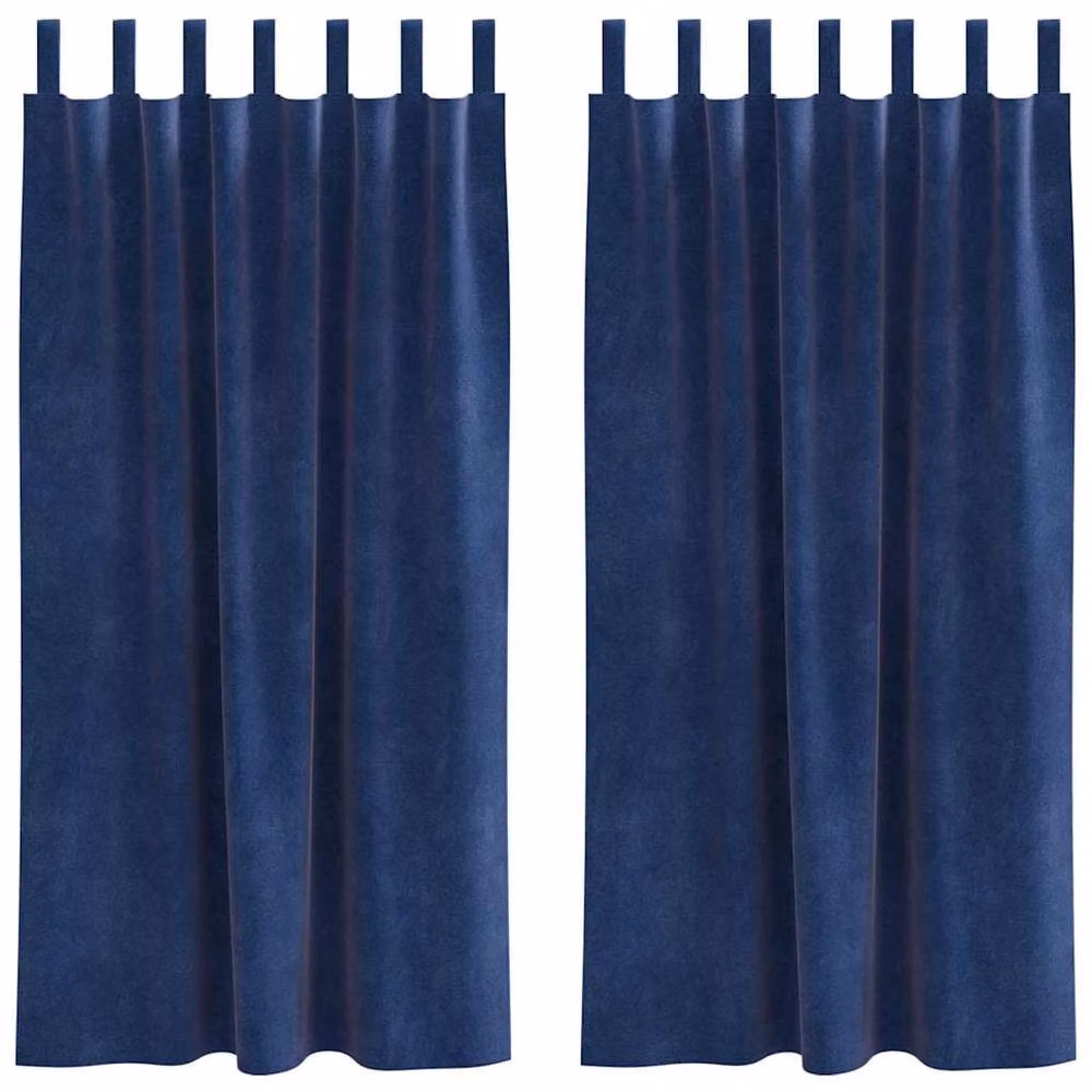 Berkfield Home Beautiful Navy Blue Velvet Blackout Curtains with Hanging Loops, 2 Pack, W: 140.5 cm, H: 177 cm – 3
