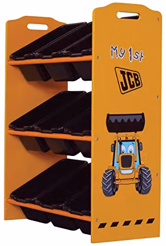 KUDL HOME JCB 9 Bin Storage Unit for Children, Yellow, H 66.0 x W 64.0 x D 28.0 cm