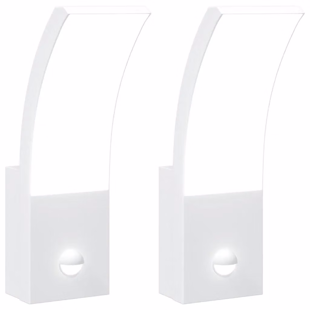 Berkfield Home Outdoor LED Wall Lights with Motion Sensor, 2 Pack, White Die-cast Aluminium – 2