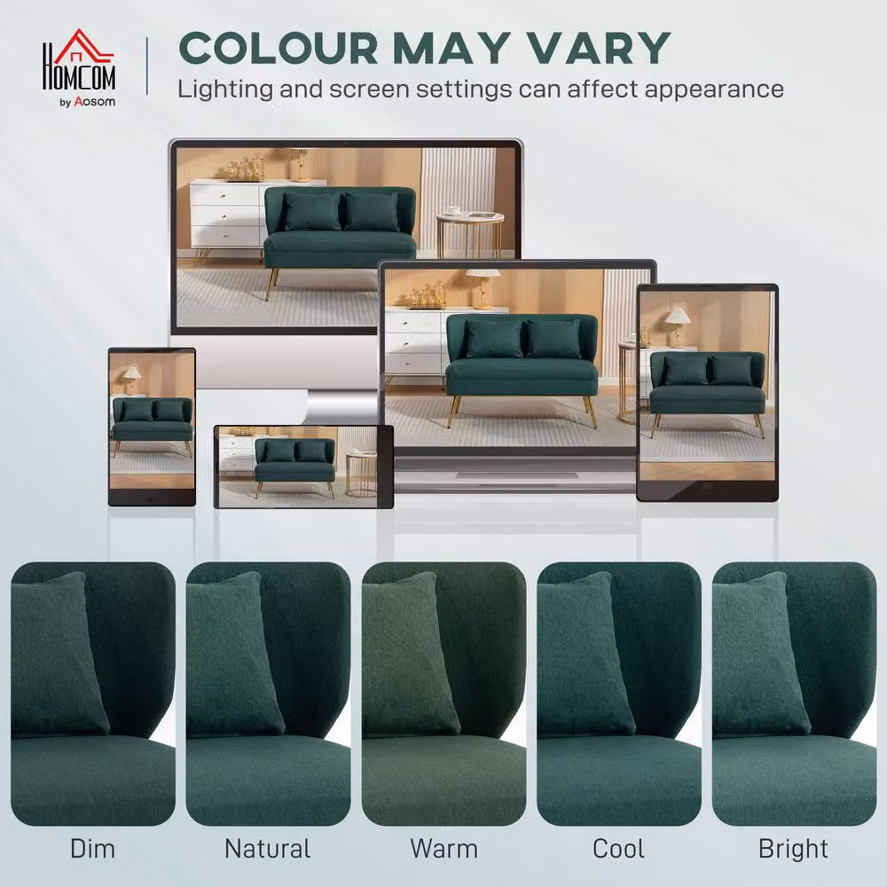 STILVORA 2 Seater Wing Back Sofa in Green with Metal Legs and Scatter Cushions – 7