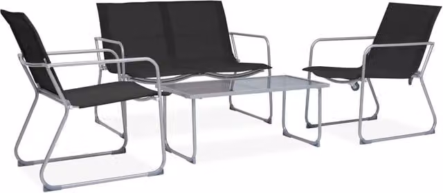 Berkfield Home 4 Piece Garden Lounge Set with Black Fabric Cushions and Powder Coated Steel Frame