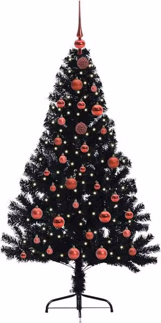 Berkfield Home Beautiful Pre-lit Artificial Christmas Tree in Black, Height: 150 cm – 1
