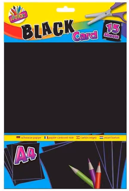 Art Box Pack of 15 Matte Black A4 Construction Paper Sheets for Craft Work