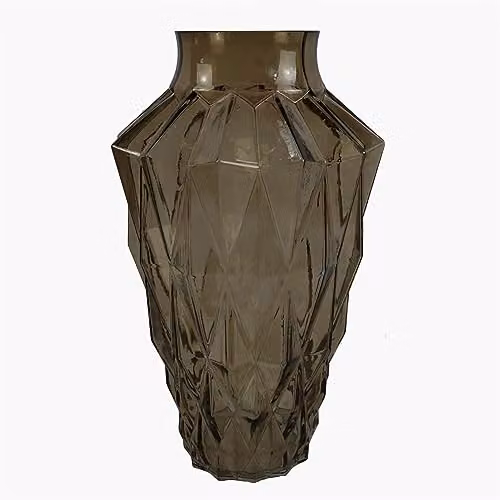 Leaf Modern Geometric Brown Glass Tabletop Vase, Height: 30 cm – 1
